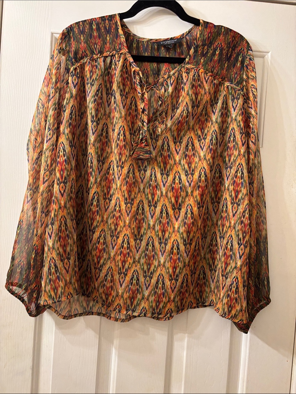 Liverpool LA Multicolor Peasant Blouse - Medium EUC
